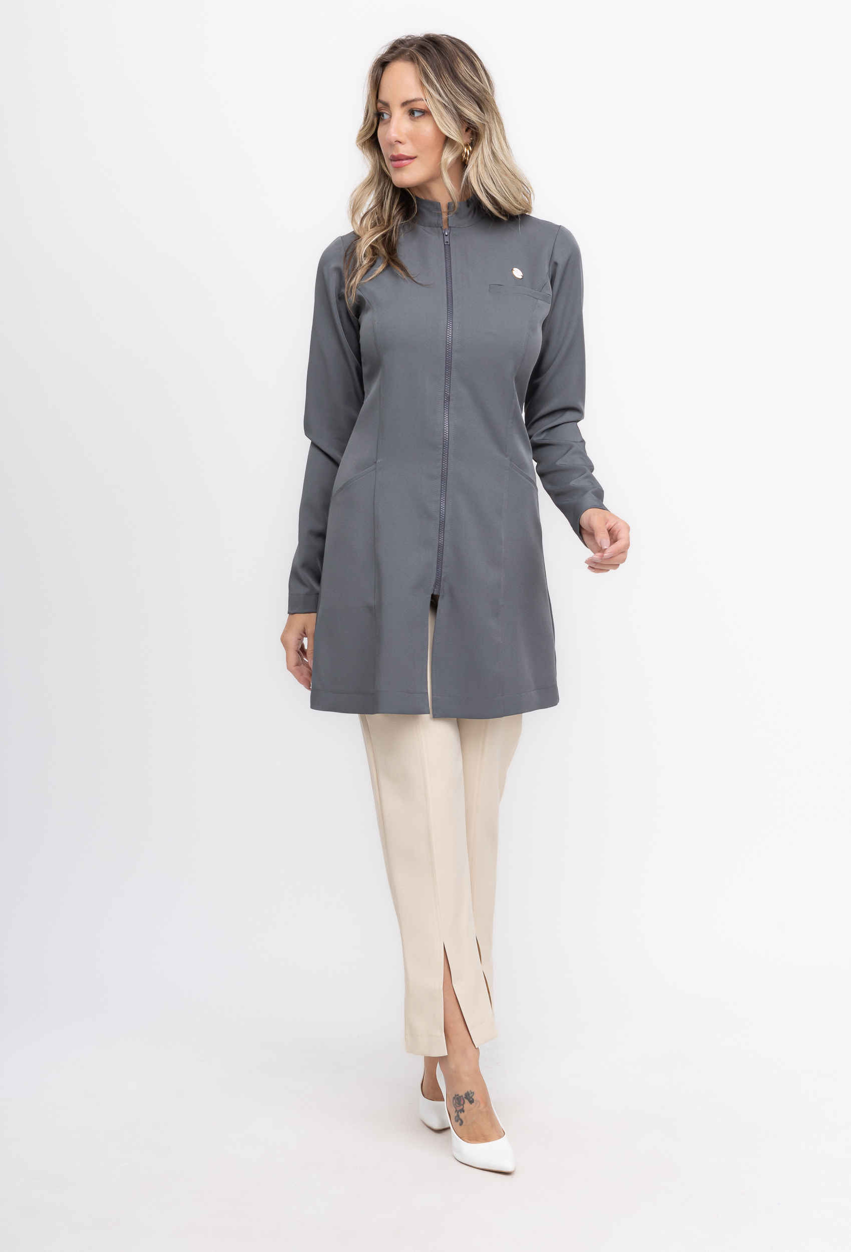 Jaleco Elastic Zíper Sofisticado