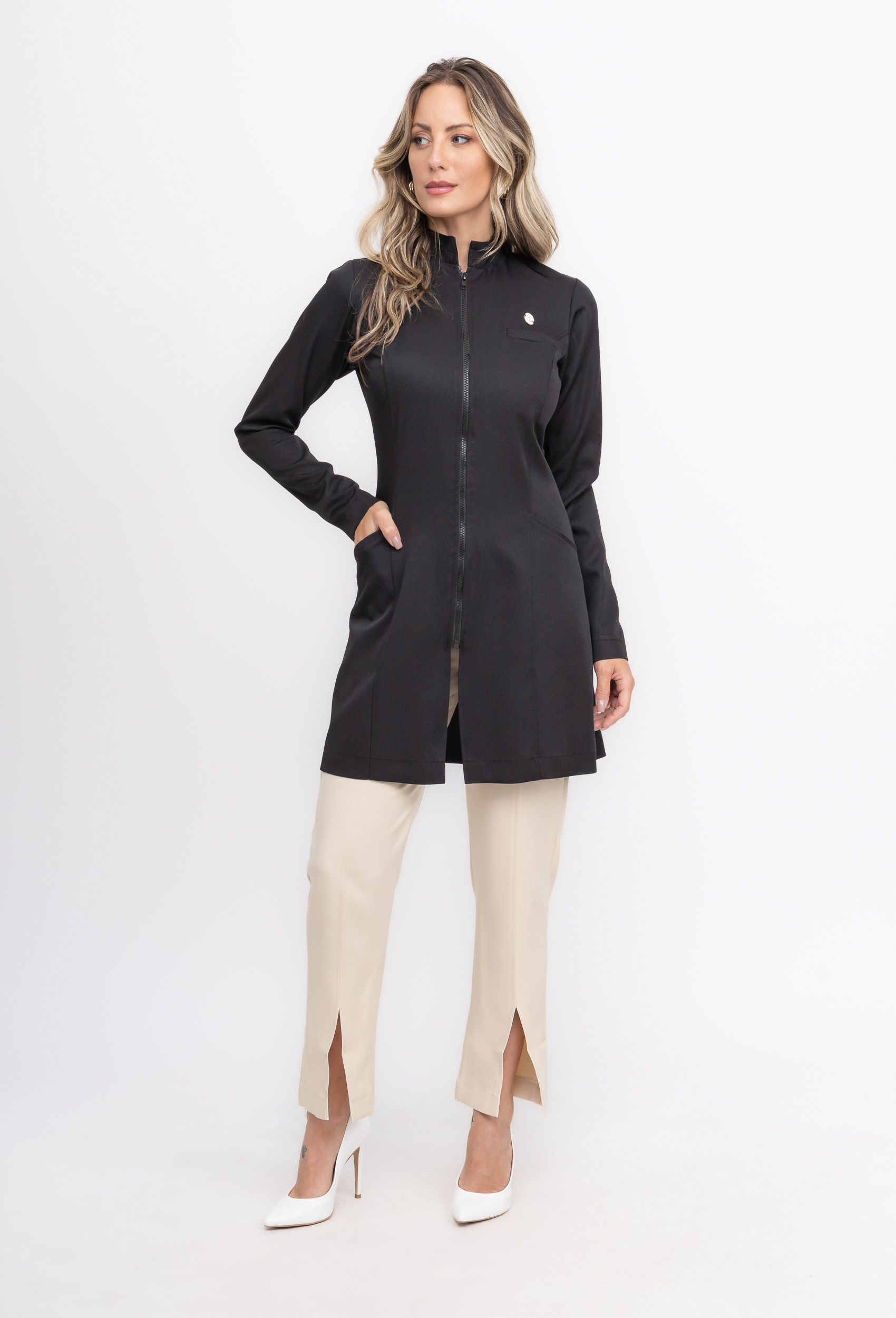 Jaleco Elastic Zíper Sofisticado